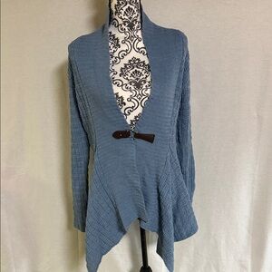 Joseph A. Blue Women's Asymmetrical Cardigan with Toggle Closure Large Unique